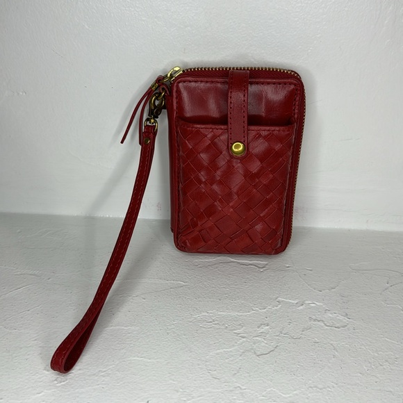 Elliott Lucca red woven leather phone wallet/wristlet - Picture 3 of 14